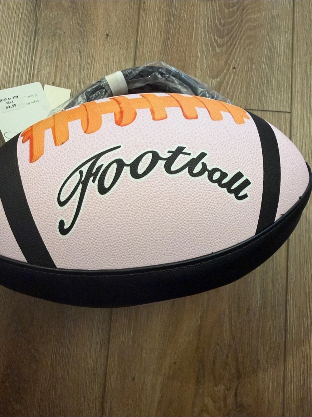 Kids Pink & Black Football with Orange Laces - Youth Play Ball